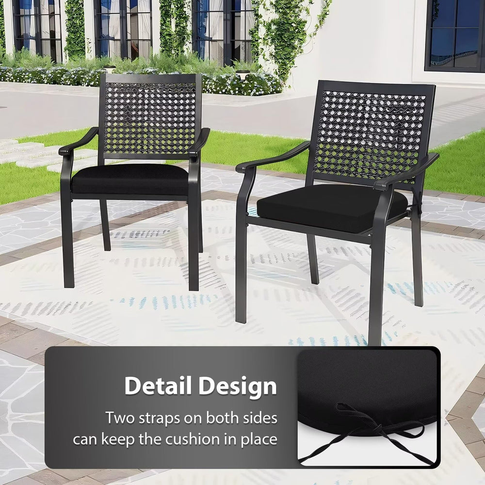 HOMELYSIAN tied cushion on patio chair demonstrating non-slip stability