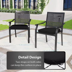 HOMELYSIAN tied cushion on patio chair demonstrating non-slip stability