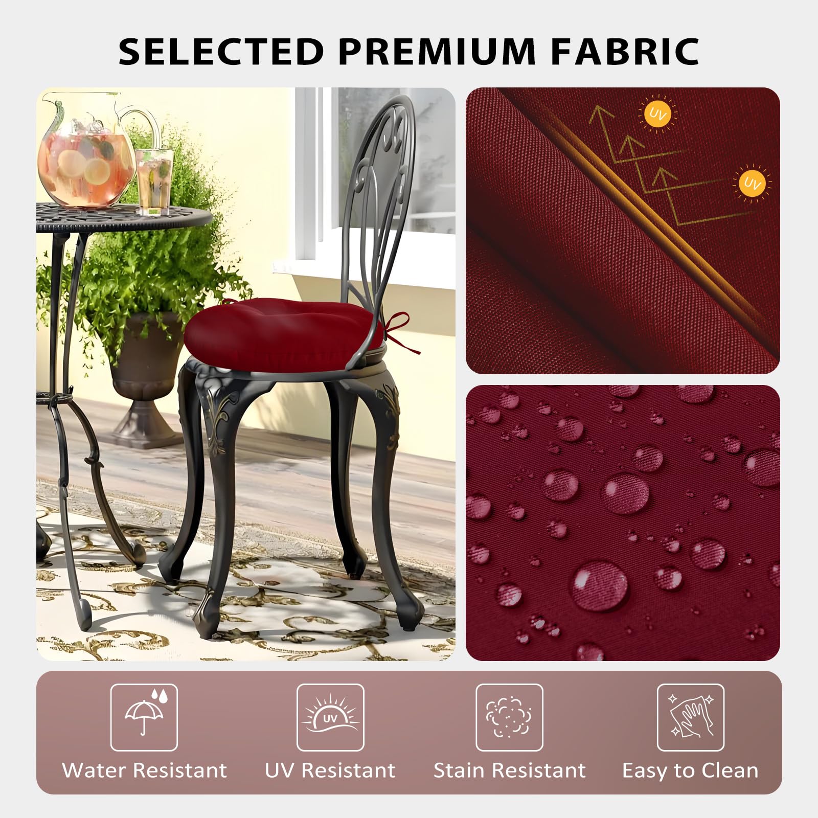 HOMELYSIAN close-up of outdoor oxford fabric highlighting water resistance