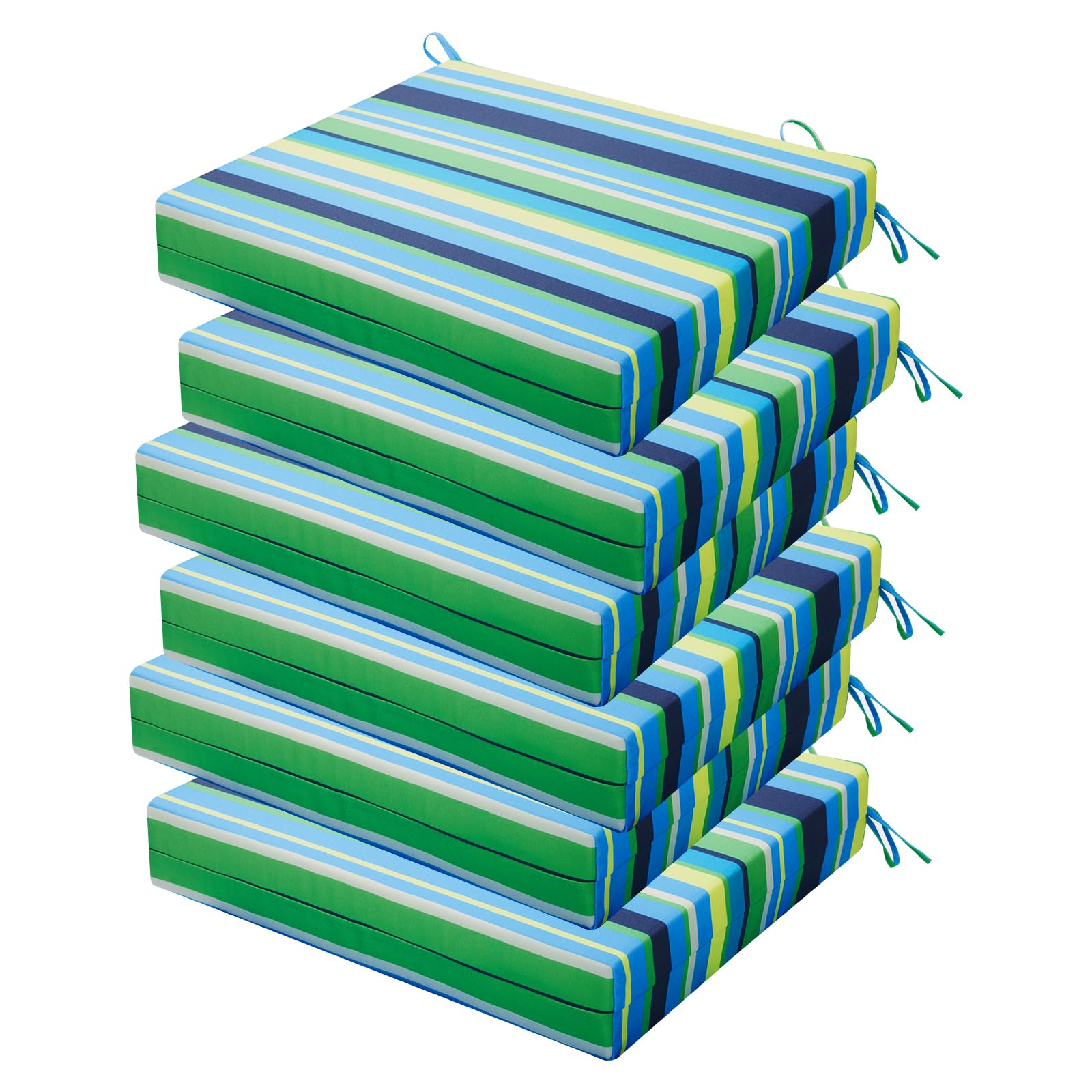 HOMELYSIAN front view of six folded cushions showing striped pattern and compact packaging benefiting easy storage