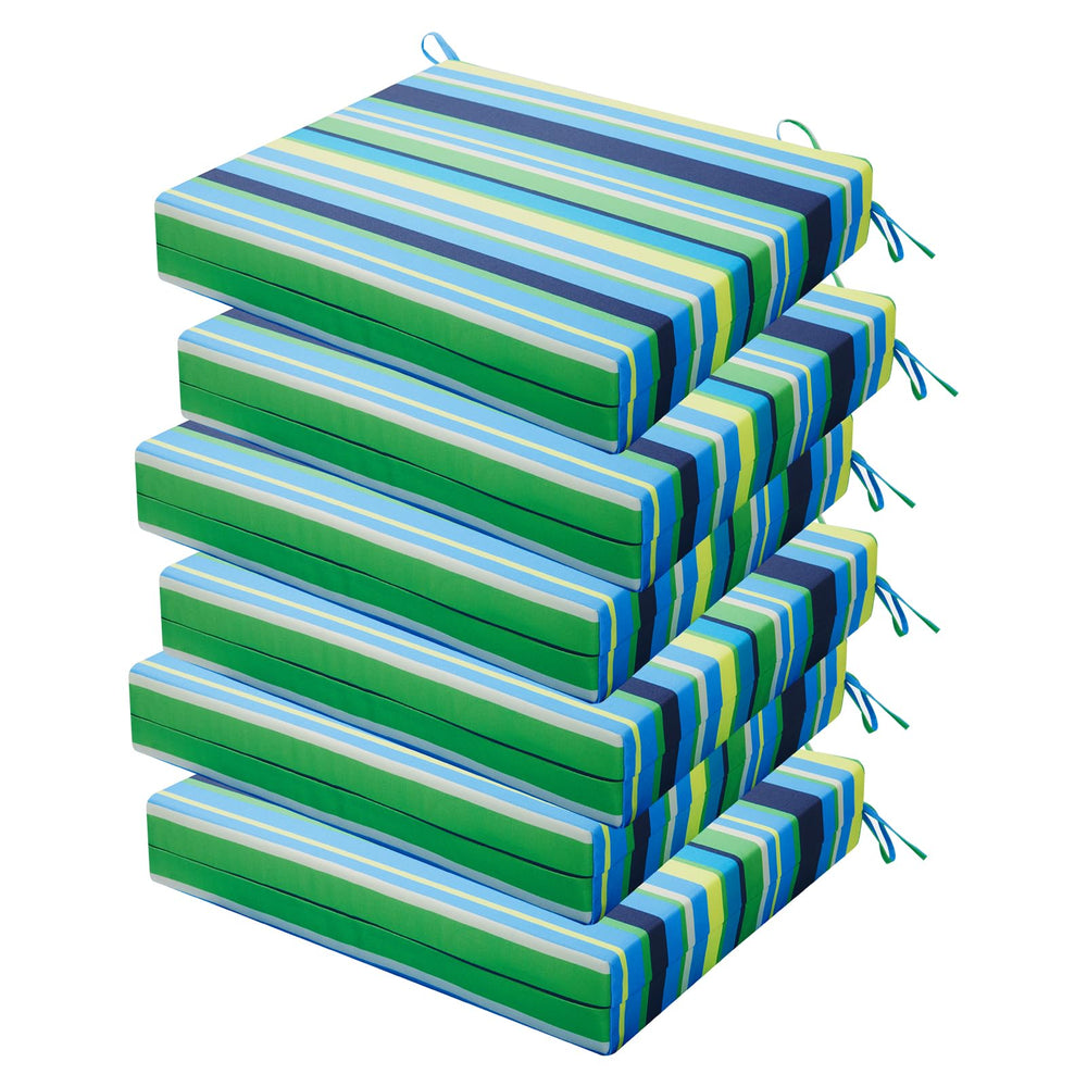 HOMELYSIAN front view of six folded cushions showing striped pattern and compact packaging benefiting easy storage