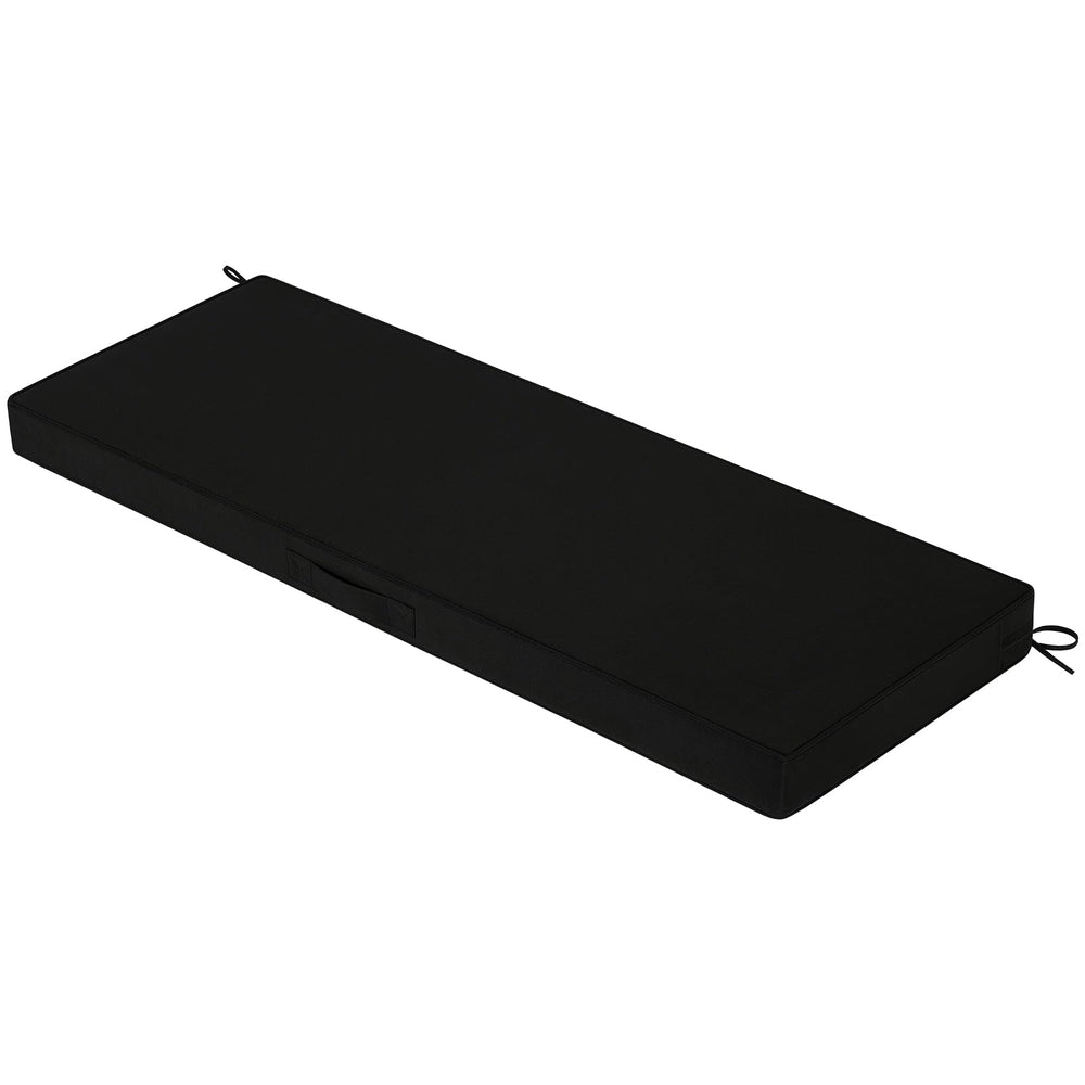 HOMELYSIAN front view of bench cushion showing sleek waterproof finish and neat edges