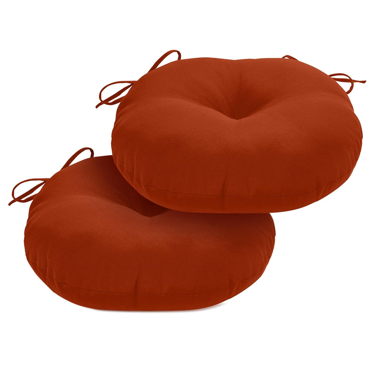 HOMELYSIAN front view of brick red round cushions showing color and shape for updated seating