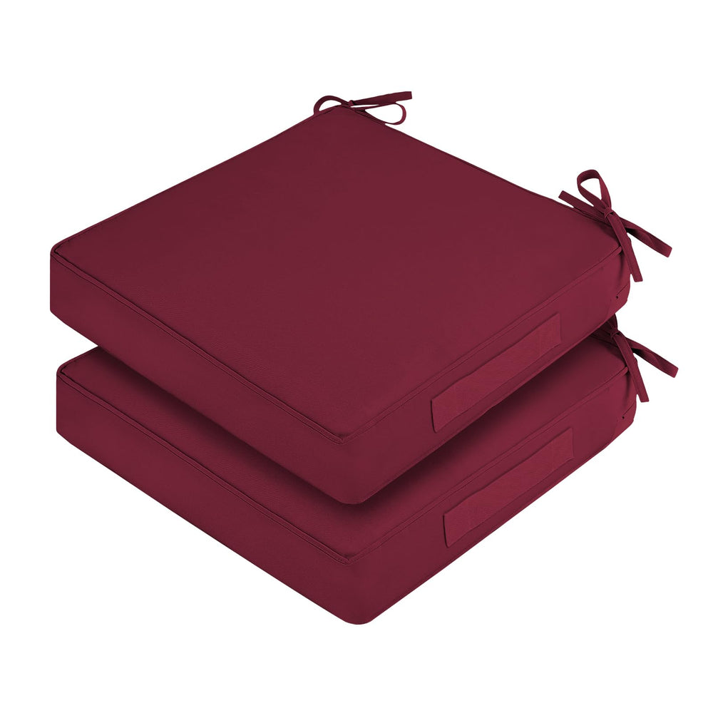 HOMELYSIAN front view of burgundy cushions showcasing color and shape benefit: adds cozy outdoor seating