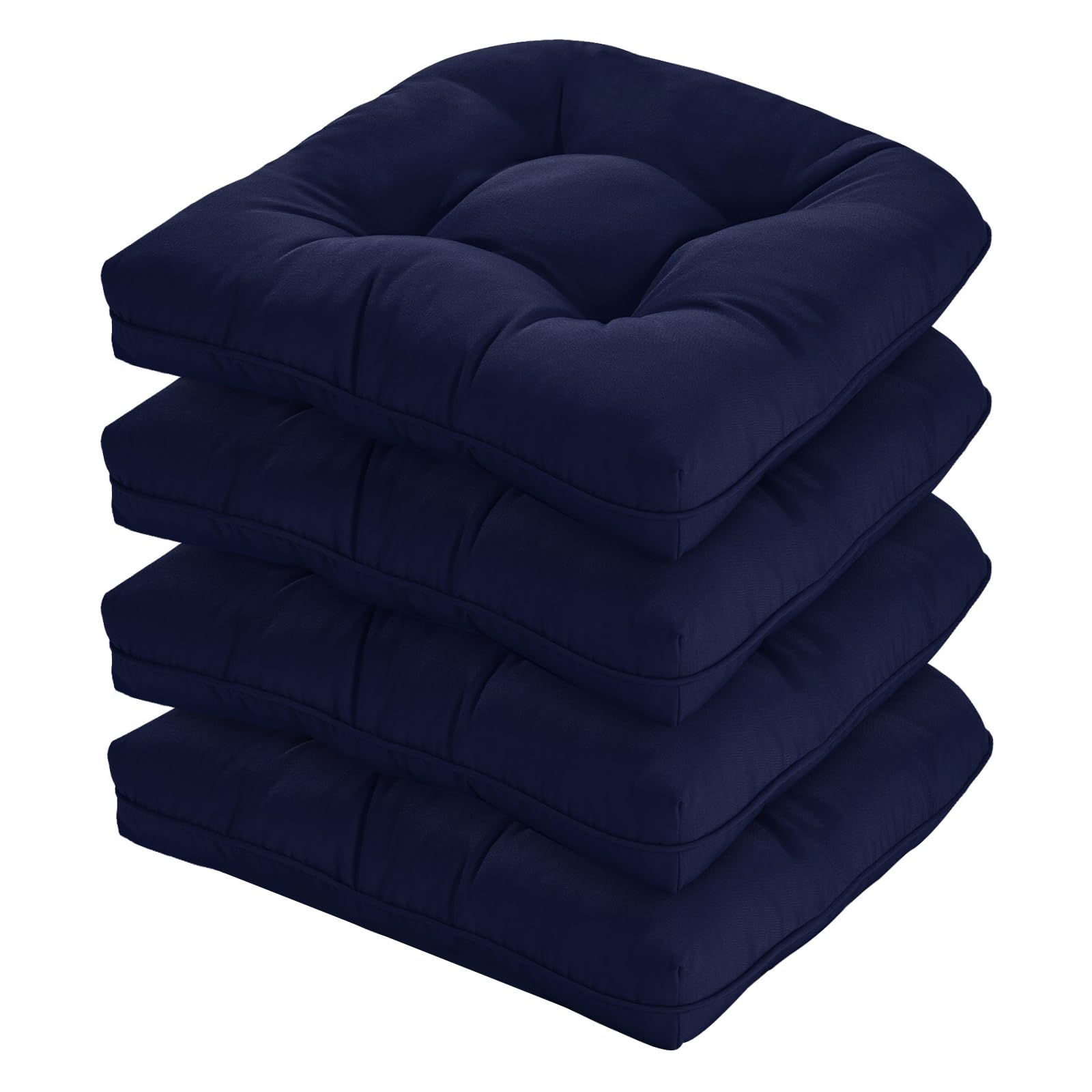 HOMELYSIAN front view navy cushions showing neat square profile and polished look