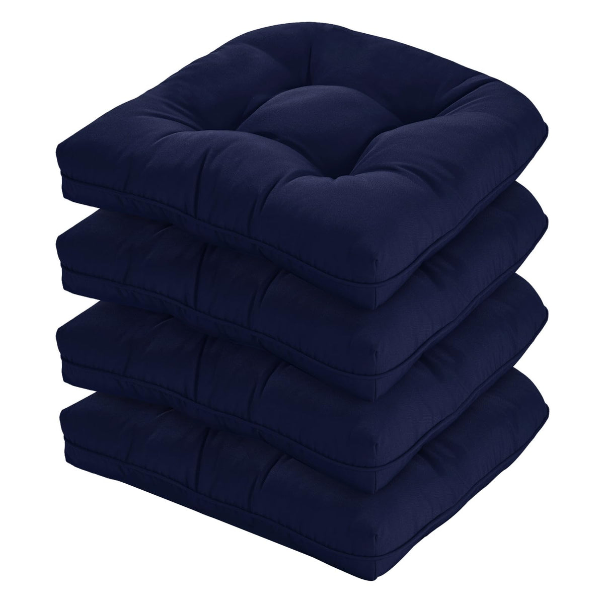 HOMELYSIAN front view navy cushions showing neat square profile and polished look