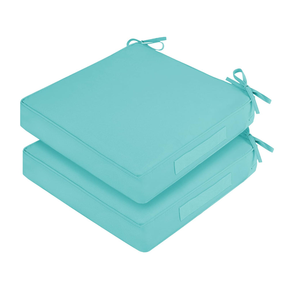 HOMELYSIAN front view of teal cushions showing clean design and patio-ready comfort