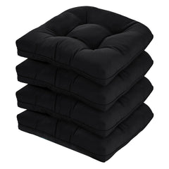 HOMELYSIAN front view of black 19x19 cushion showing neat tufting and clean lines for style