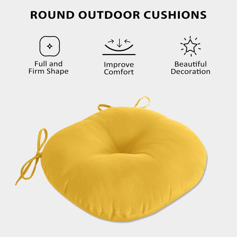 HOMELYSIAN cushion placed on a bistro chair demonstrating improved comfort and bright patio styling