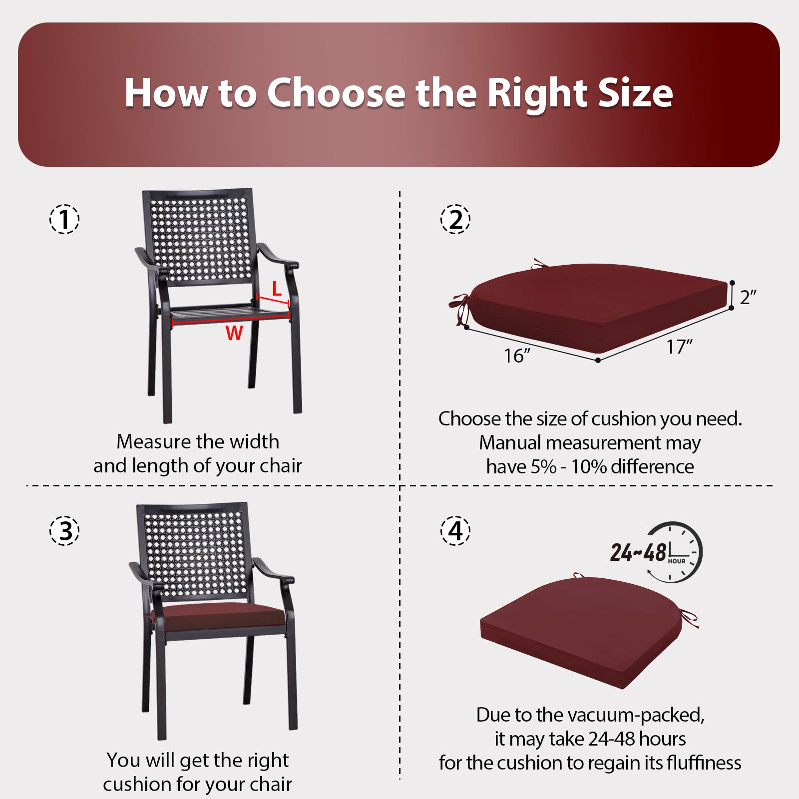 HOMELYSIAN cushions in use on patio dining chairs offering comfortable outdoor seating
