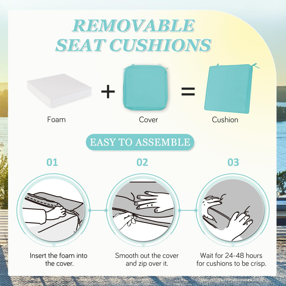 HOMELYSIAN cushions placed on dining chair in patio setting for real-use styling