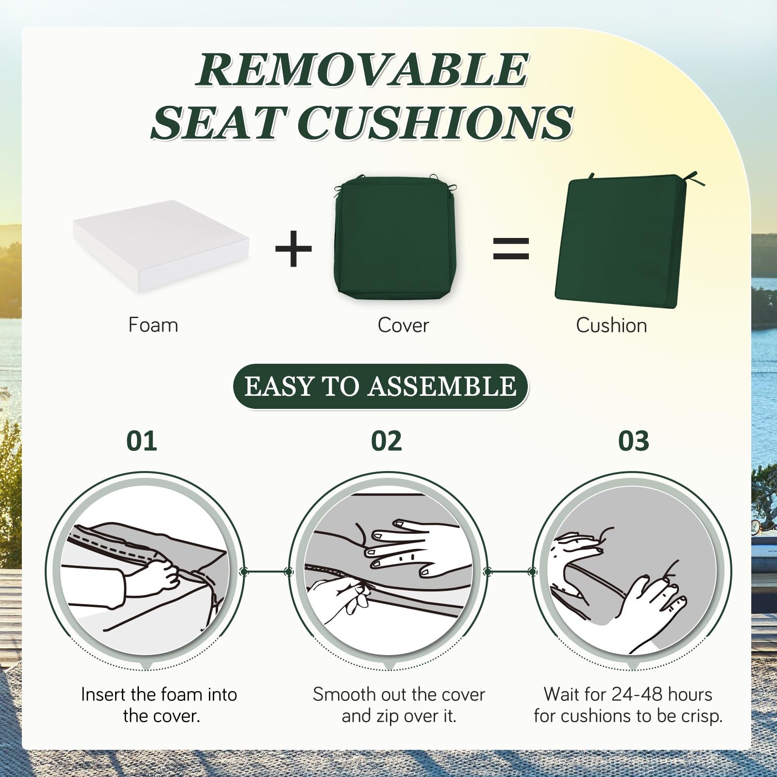 HOMELYSIAN cushions on patio dining chairs creating comfortable seating