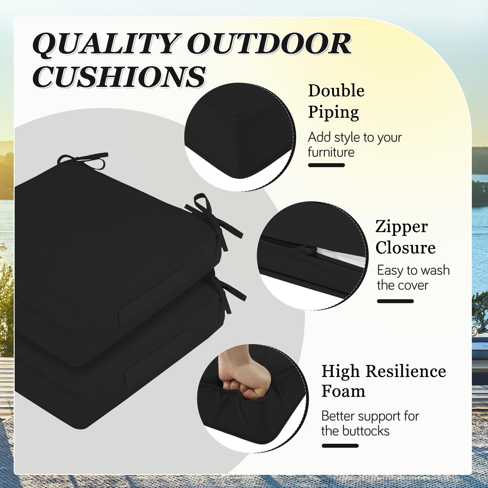 HOMELYSIAN side profile highlighting 3-inch foam thickness for balanced support