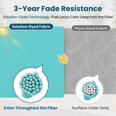 HOMELYSIAN fabric texture demonstrates water-resistant, fade-safe finish
