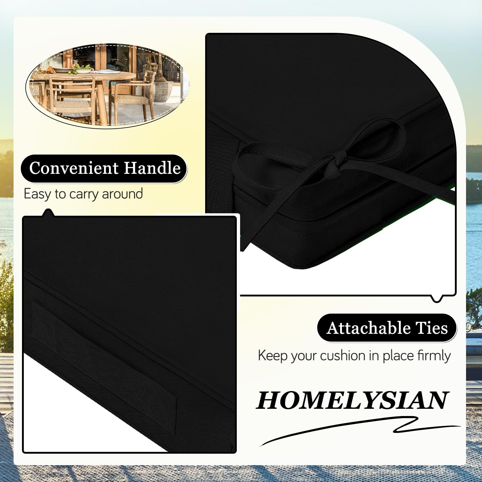 HOMELYSIAN non-slip tie straps and carry handle for secure attachment and portability