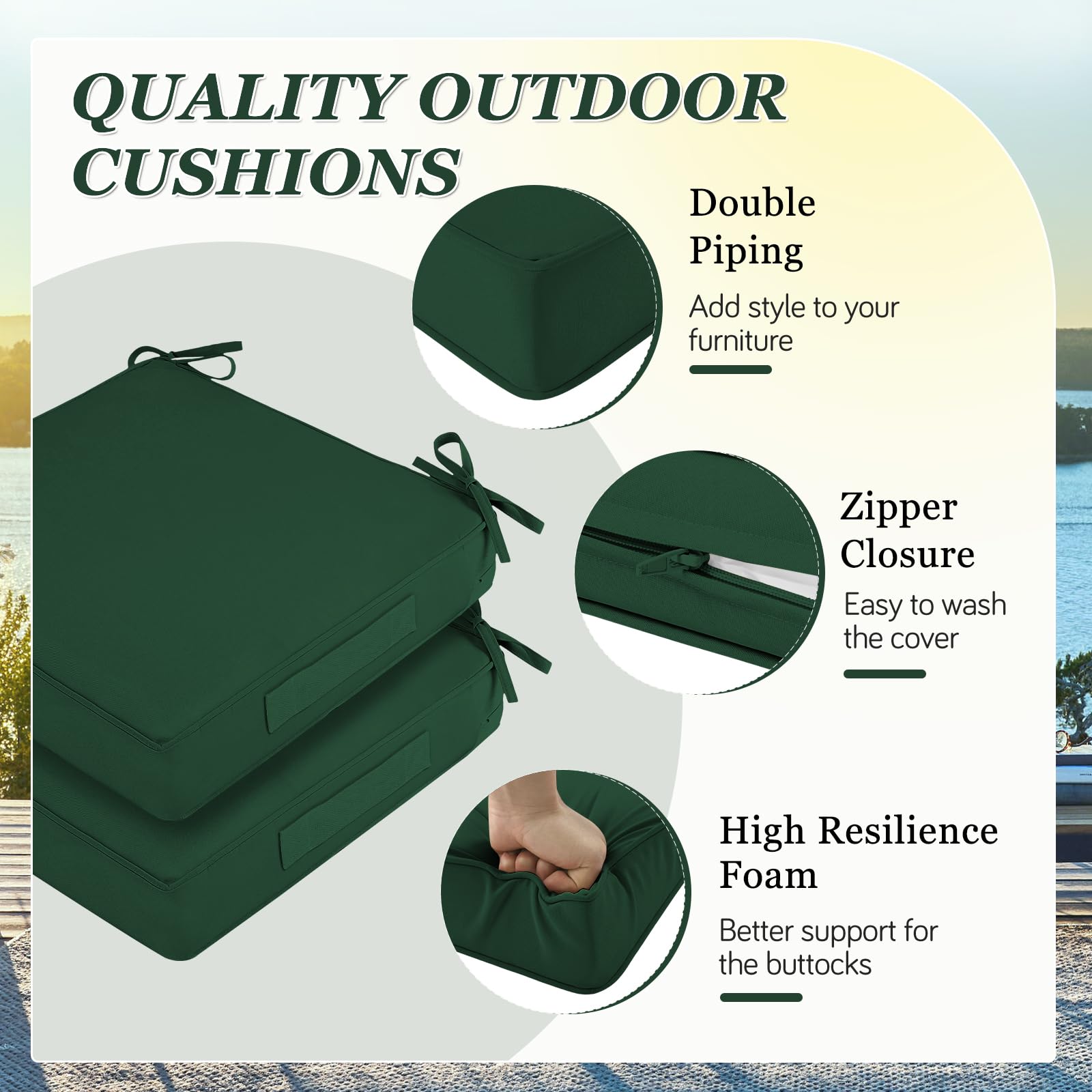 HOMELYSIAN ties and non-slip straps close-up keeping cushions secure