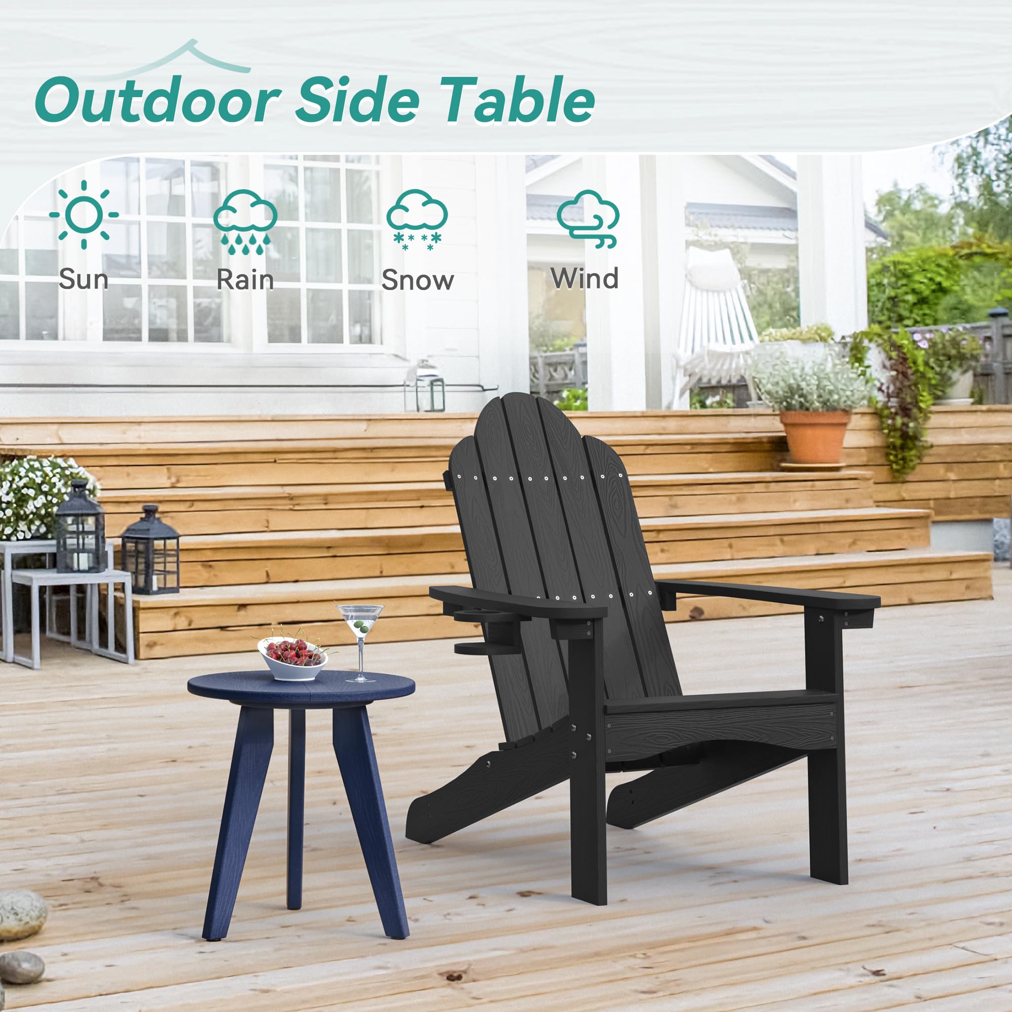 Homenjoy table on patio next to chairs demonstrating outdoor use and convenience