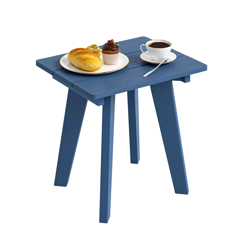 Homenjoy prussian blue side table front view shows durable patio styling and curb appeal