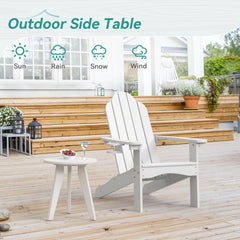 Homenjoy table staged on patio showing easy portability and bright white finish