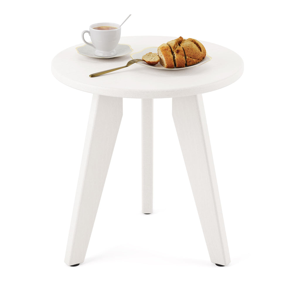 Homenjoy white round table front view showing modern styling and outdoor durability
