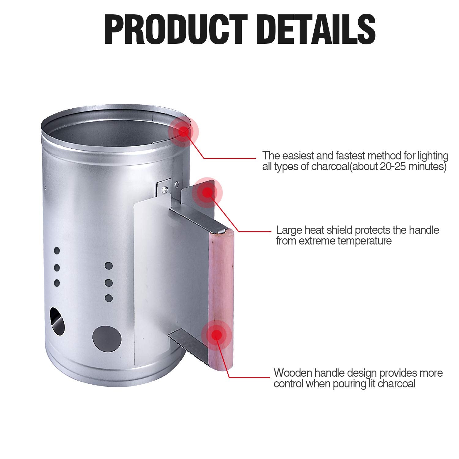 homenote chimney in use on a bbq producing hot coals faster for cooking