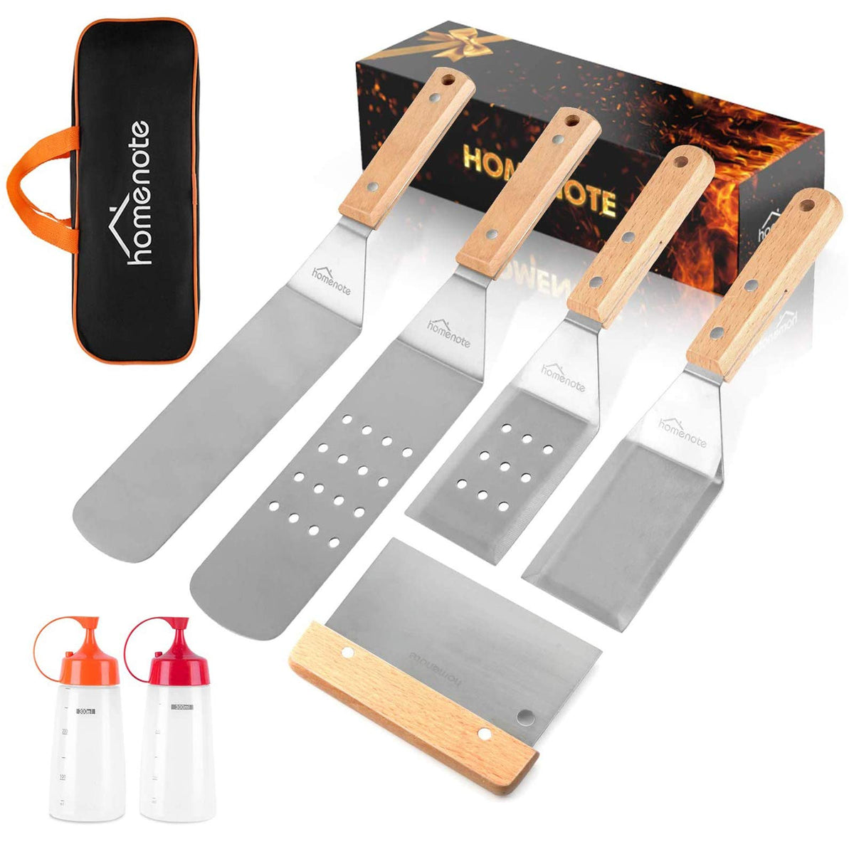 HOMENOTE front packaging showing full 9-piece griddle kit and benefits