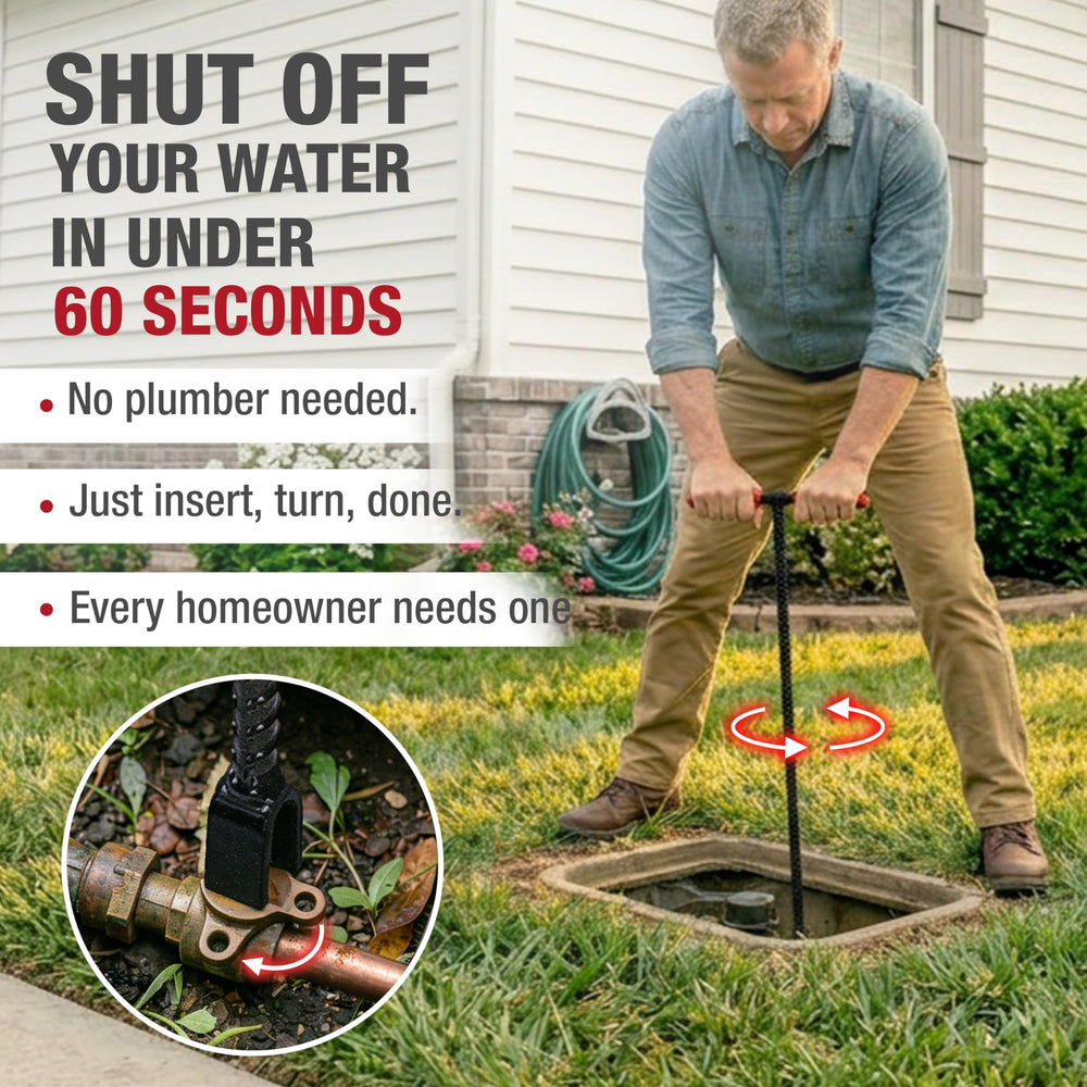 HOMESTEAD key in a meter box demonstrating deep-reach operation without digging