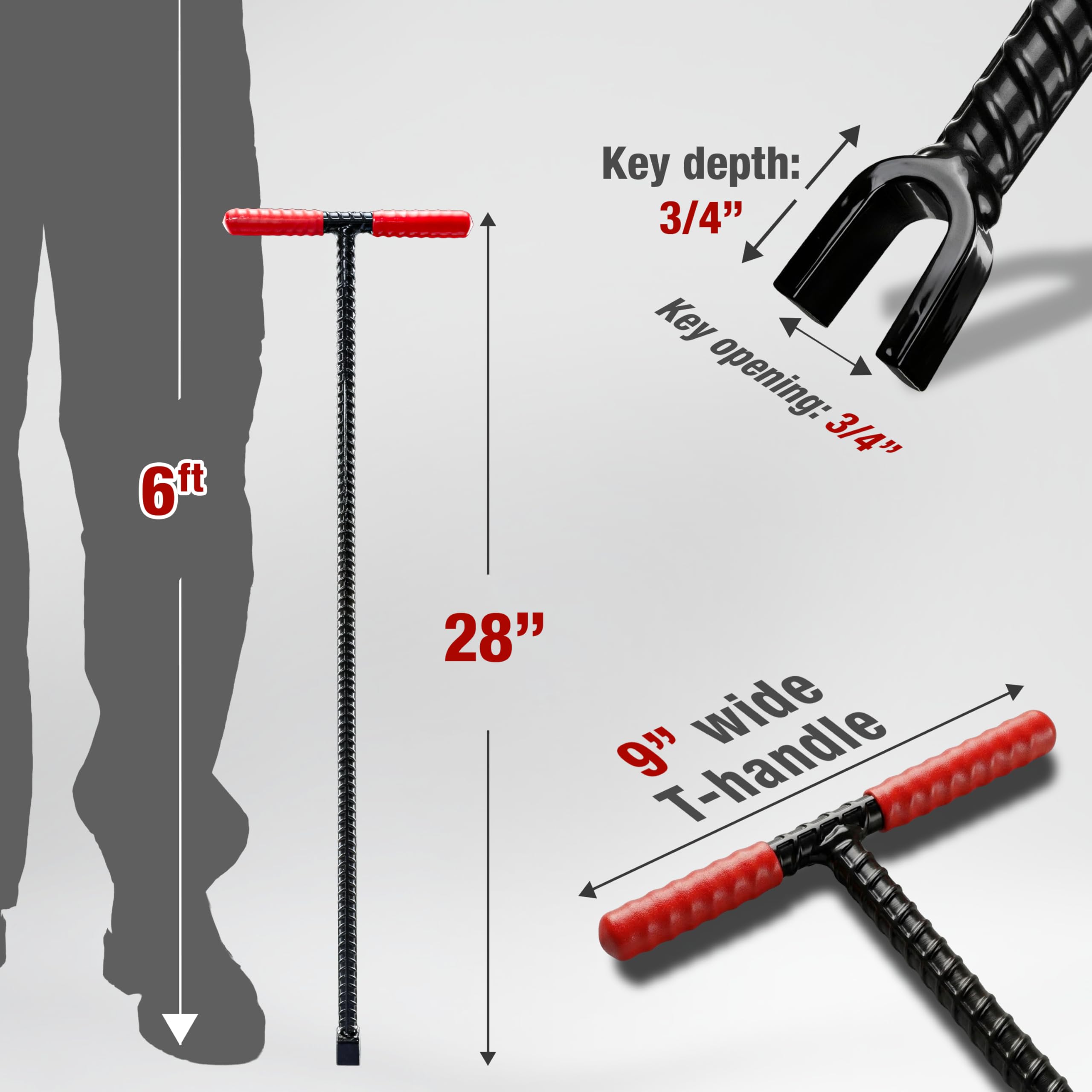 HOMESTEAD vinyl-coated T-handle detail providing two-handed leverage comfort