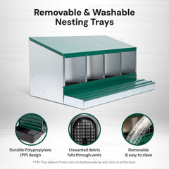 Homestead Essentials protective lid open with eggs visible and safe from pecking
