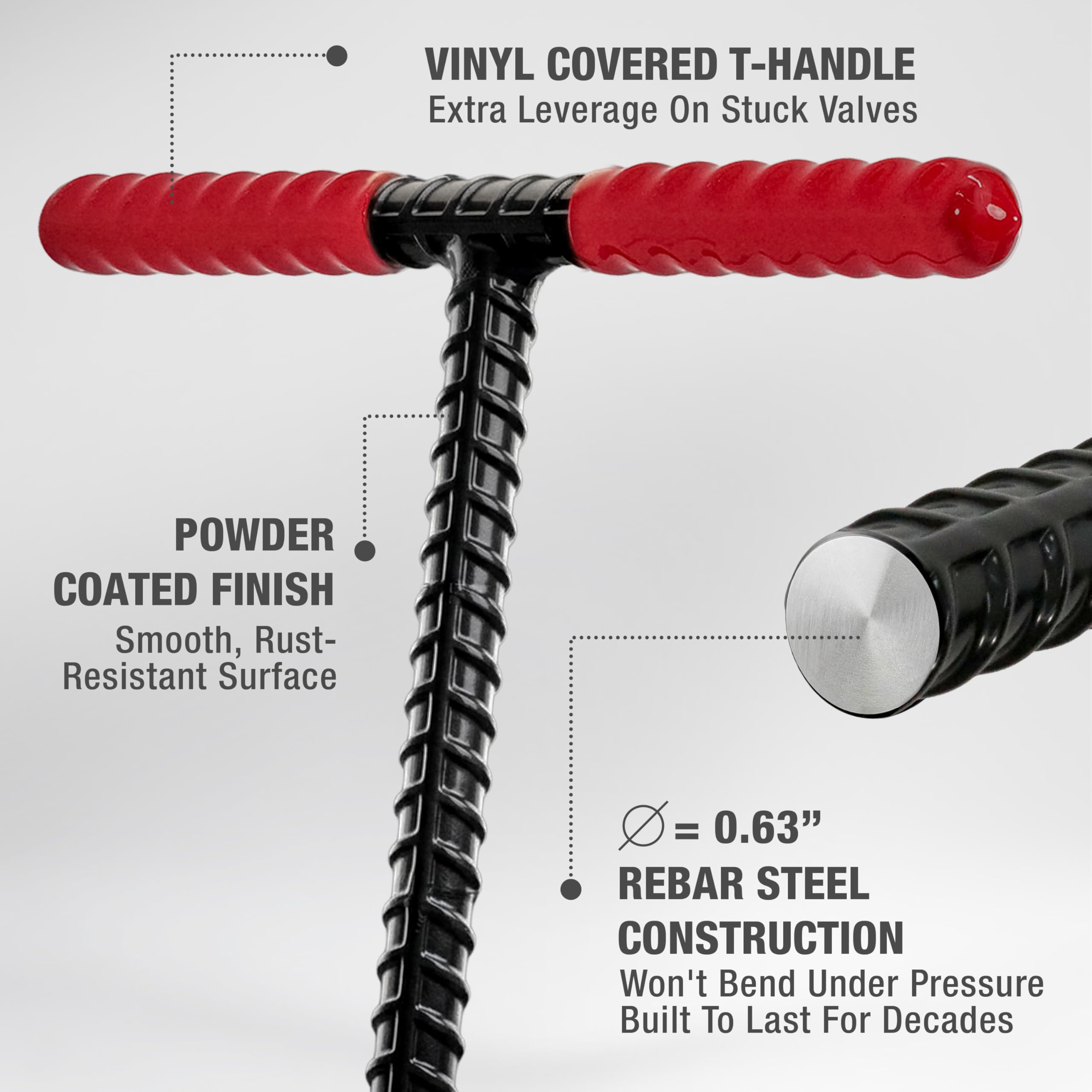 HOMESTEAD vinyl T-handle detail showing comfortable leverage