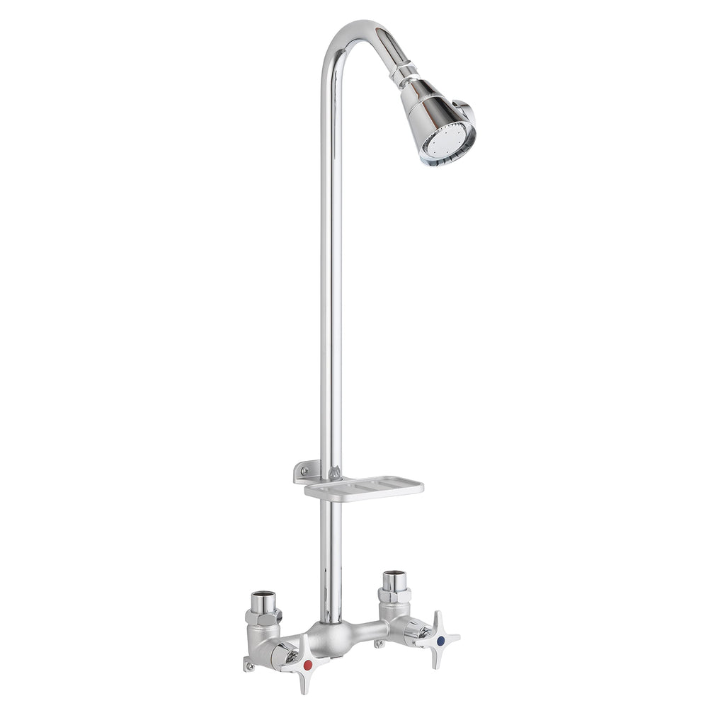 Homewerks front view showing whole outdoor shower and benefits of durability