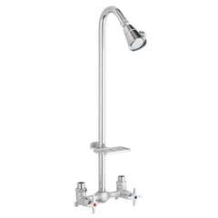 Homewerks front view showing whole outdoor shower and benefits of durability
