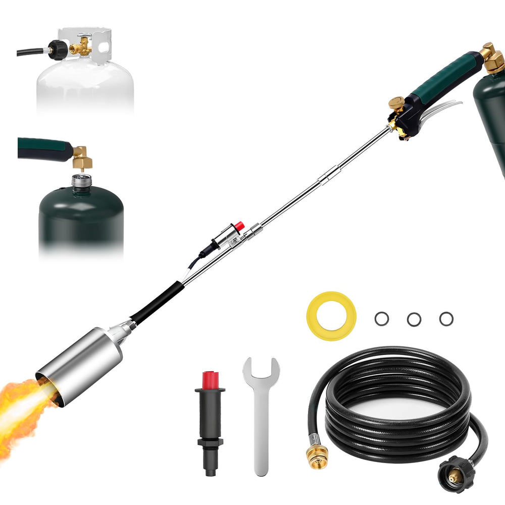 HomeyVenture torch front view showing complete kit and benefits