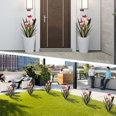 Homight instalación en jardín mostrando escala y mejora del paisaje exterior