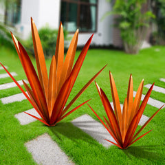 Homight front view of metal agave sculpture showing rustic shape and durable finish, indoors or out