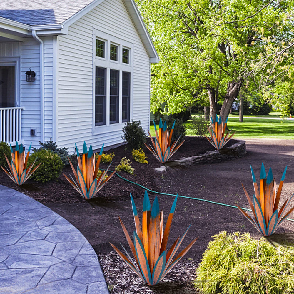 Homight agave sculpture placed in garden offering year-round focal point