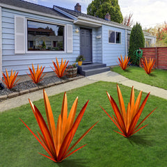 Homight agave sculpture placed in garden bed showing instant landscape focal point
