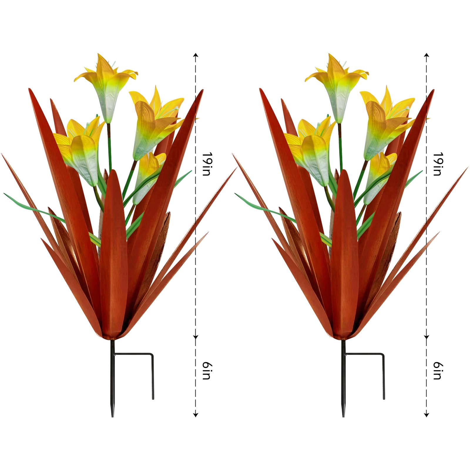 Homight metal agave placed in yard bed, demonstrates low-maintenance color and landscape impact