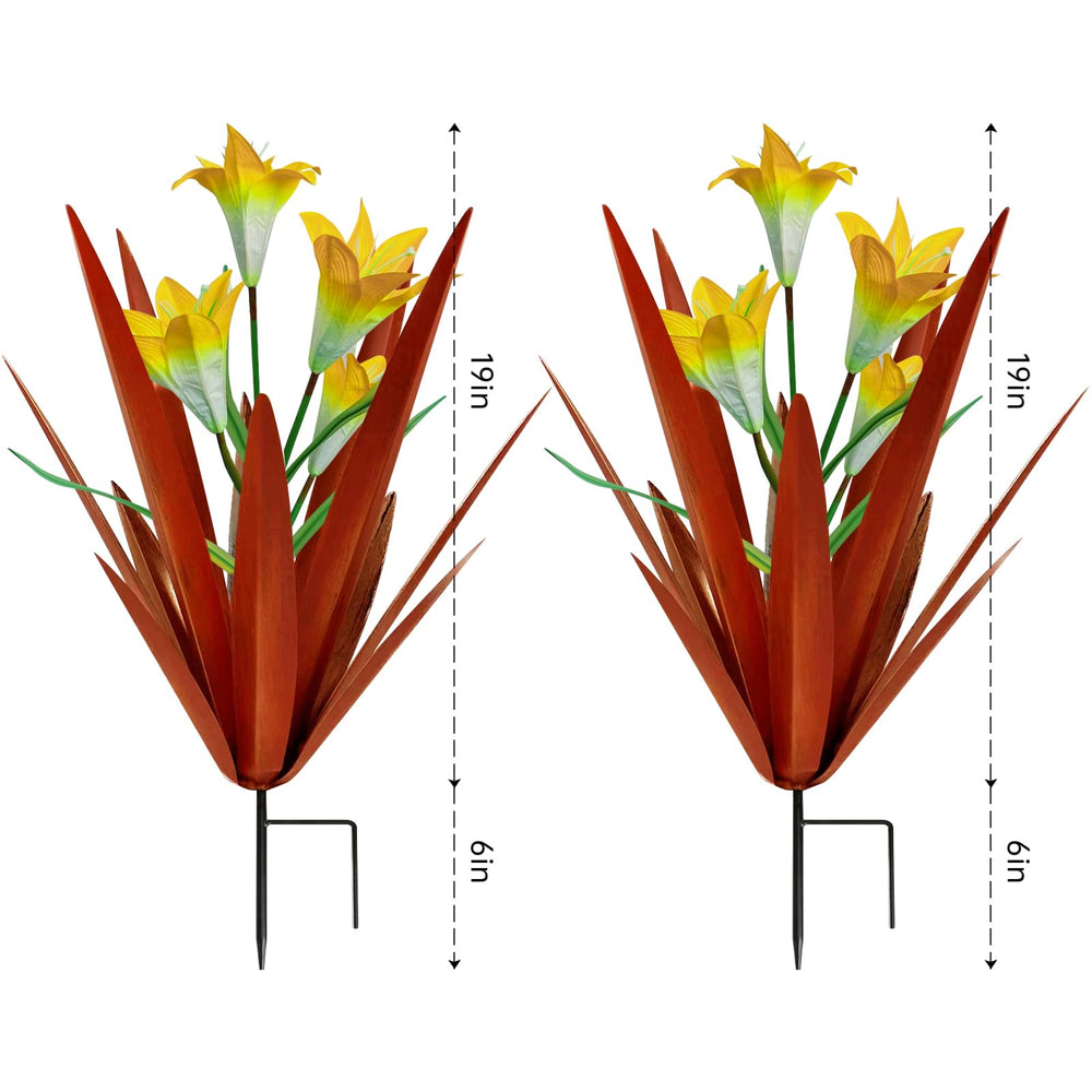 Homight metal agave placed in yard bed, demonstrates low-maintenance color and landscape impact