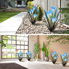 Homight metal agave placed in a garden illustrating year-round decorative benefit