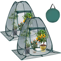 Homiton front view of pop-up garden tent showing protection and compact design
