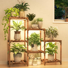 HOMKIRT plant stand front view showing seven-tier display and stylish finish for space saving