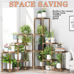 HOMKIRT plant stand staged in living room showing decorative and practical lighting benefit