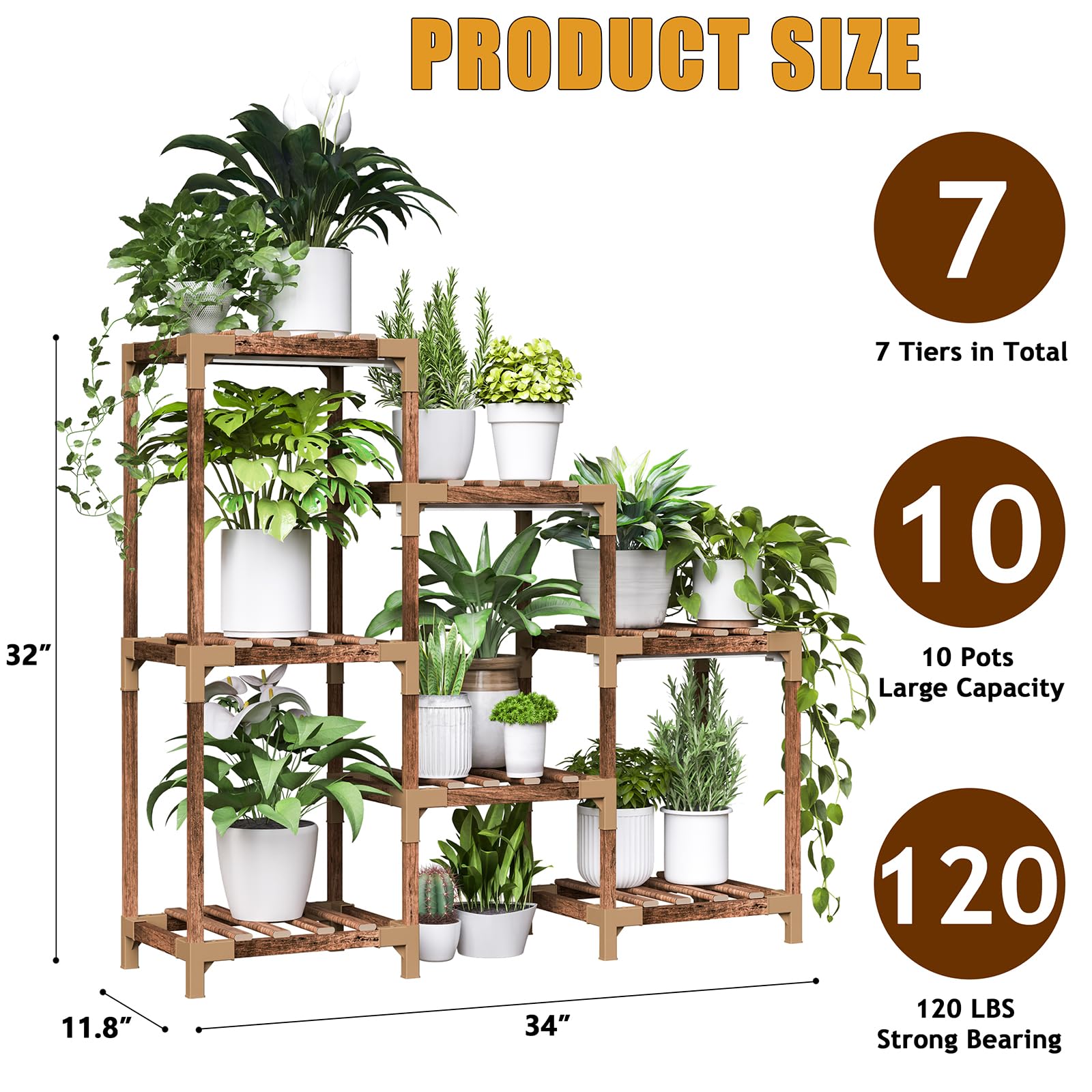 HOMKIRT plant stand next to medium pots showing scale and multi-tier capacity