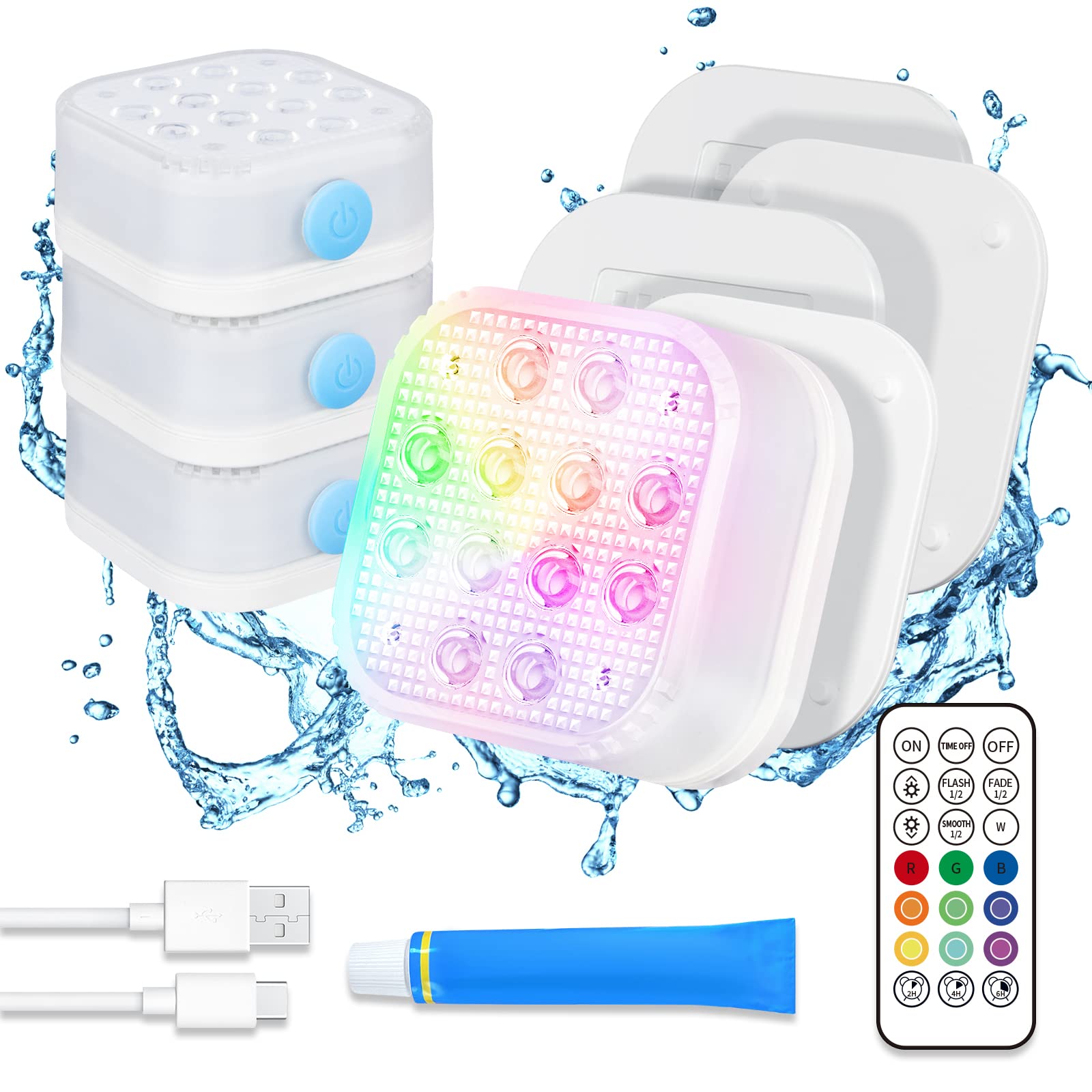 Homly front view four lights showing bright pool illumination benefits