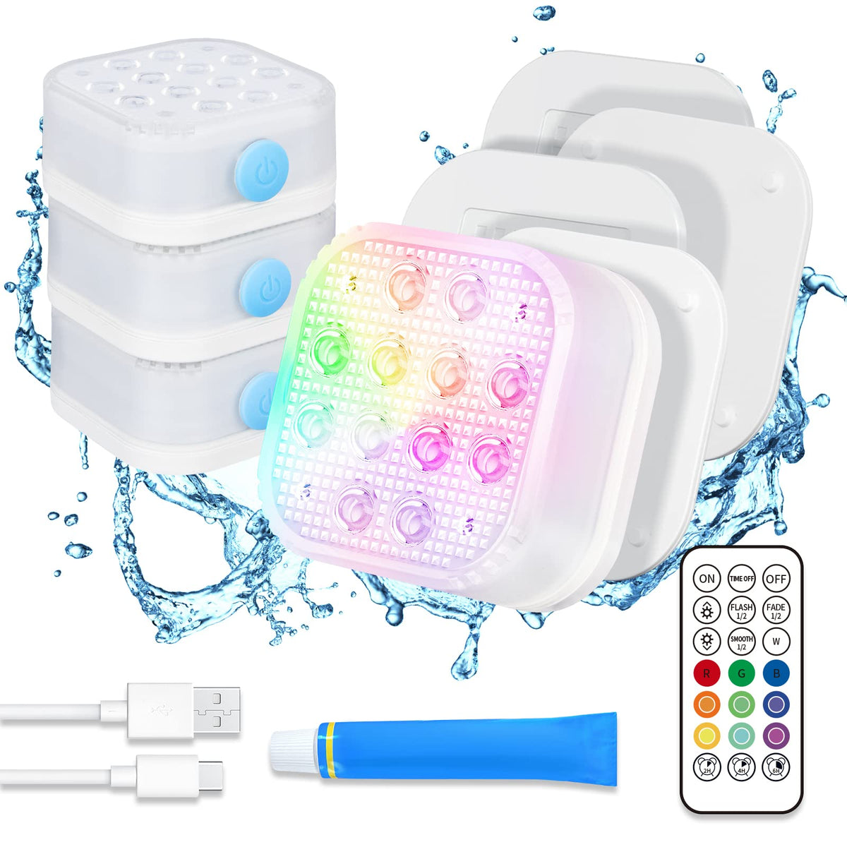 Homly front view four lights showing bright pool illumination benefits