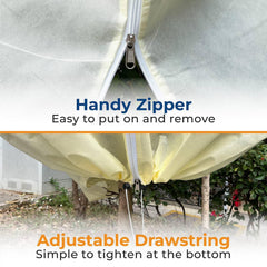 Homoda drawstring at base tightened to secure cover against wind