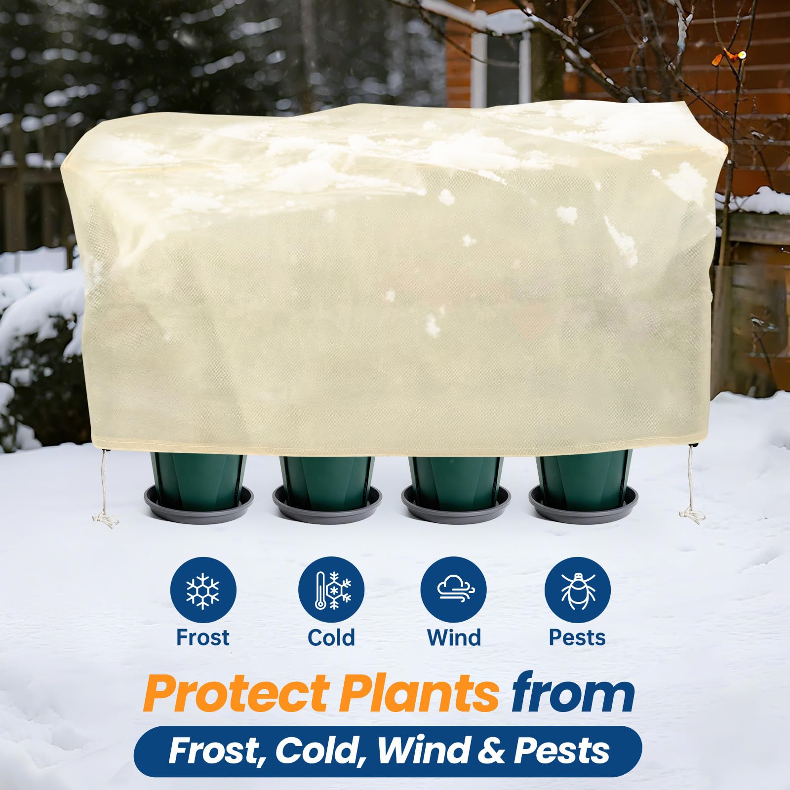 Homoda drawstring close-up showing secure cinch keeping cover snug in wind