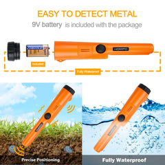 HOMPO pinpointer held in hand showing compact size and easy carry