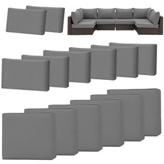 HOMREST front view of grey 14-piece cover set showing neat packaging and fit